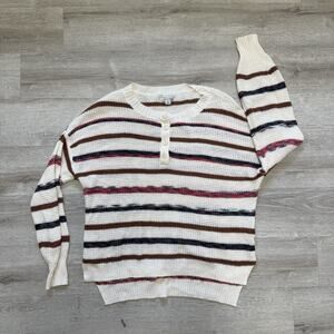 Pull Cardigan American Eagle Outfitters – Femme, Rayures Gris Et Blanc, Taille L, Léger Avec Poches